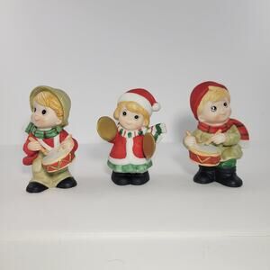 3pc Vintage Ceramic Kids with Musical Instruments Christmas Set HOMCO